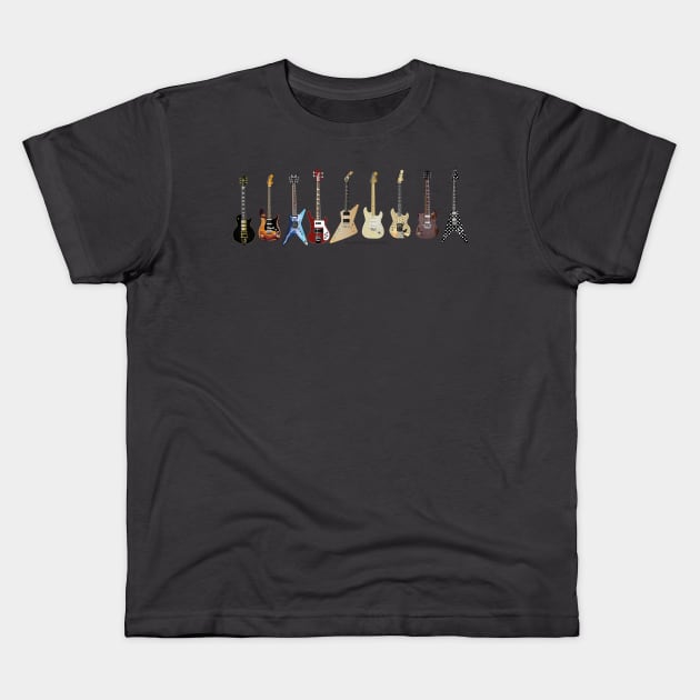 Guitar line up Kids T-Shirt by DeclanTIGERIllustration